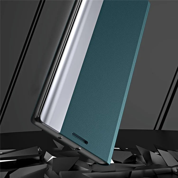 For Samsung Galaxy A25 5G (Global) (161.0 x 76.5 x 8.3mm) Case Drop-proof PC Shell+Leather Stand Phone Cover