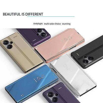 For Xiaomi Redmi Note 13 Pro+ 5G Case View Window PU Leather+PC Electroplating Phone Cover