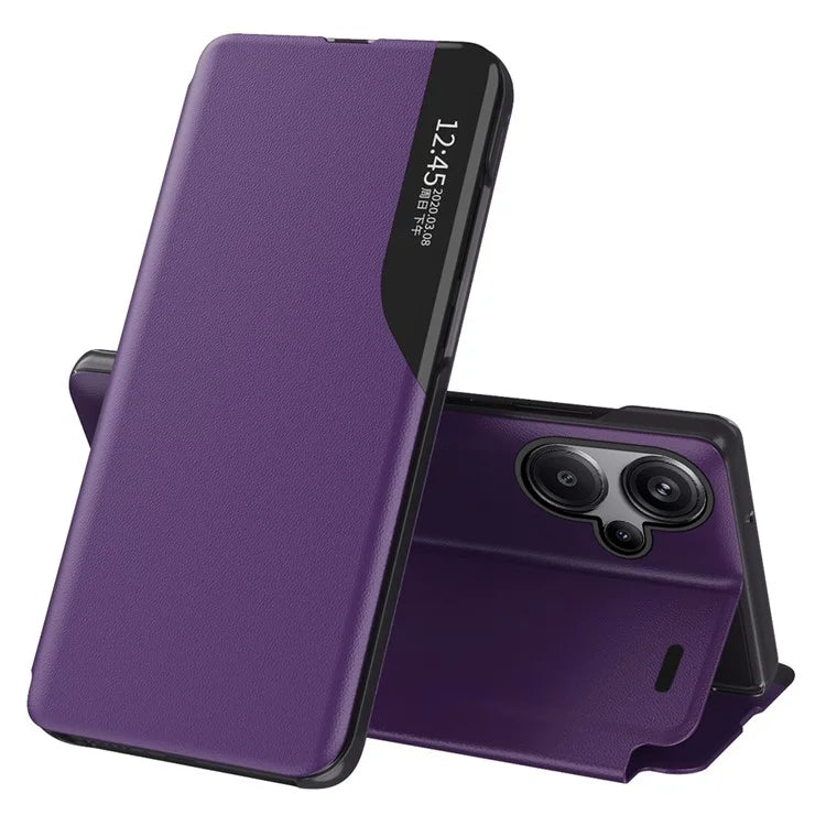 For Xiaomi Redmi Note 13 Pro+ 5G Case View Window Leather Phone Cover with Foldable Stand