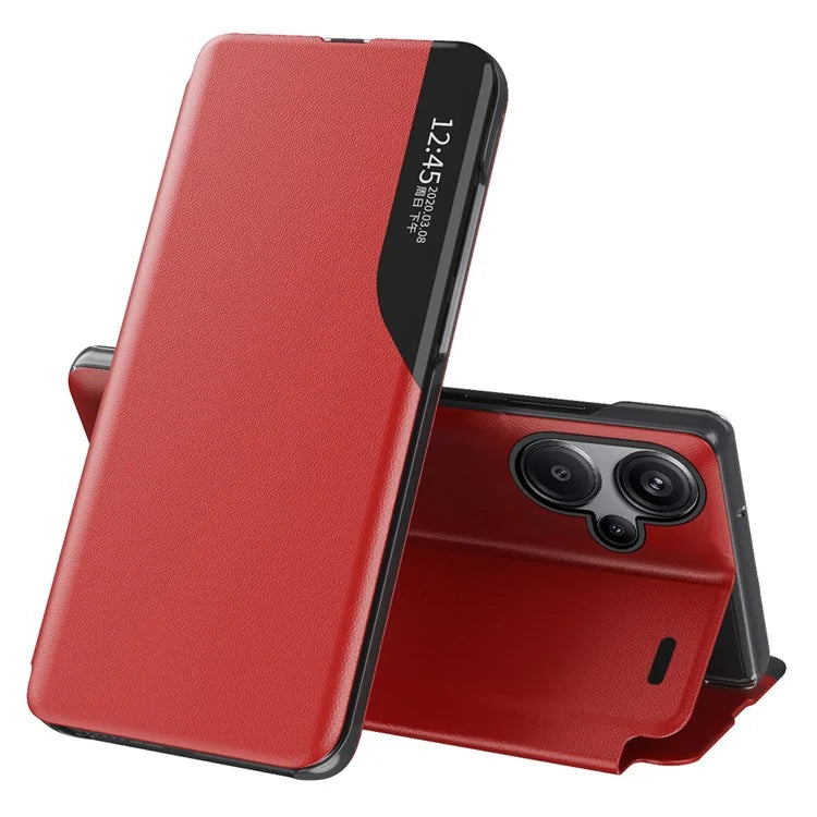 For Xiaomi Redmi Note 13 Pro+ 5G Case View Window Leather Phone Cover with Foldable Stand