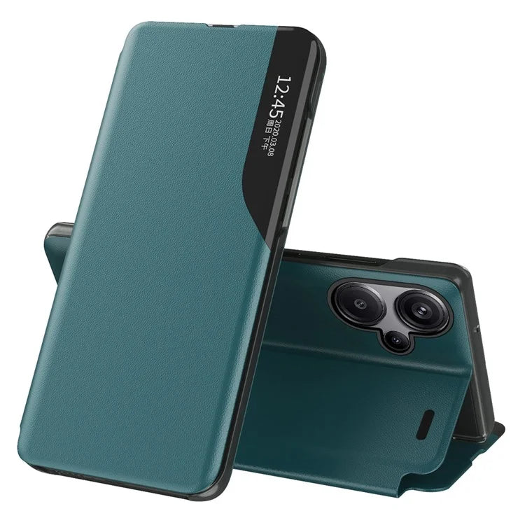 For Xiaomi Redmi Note 13 Pro+ 5G Case View Window Leather Phone Cover with Foldable Stand
