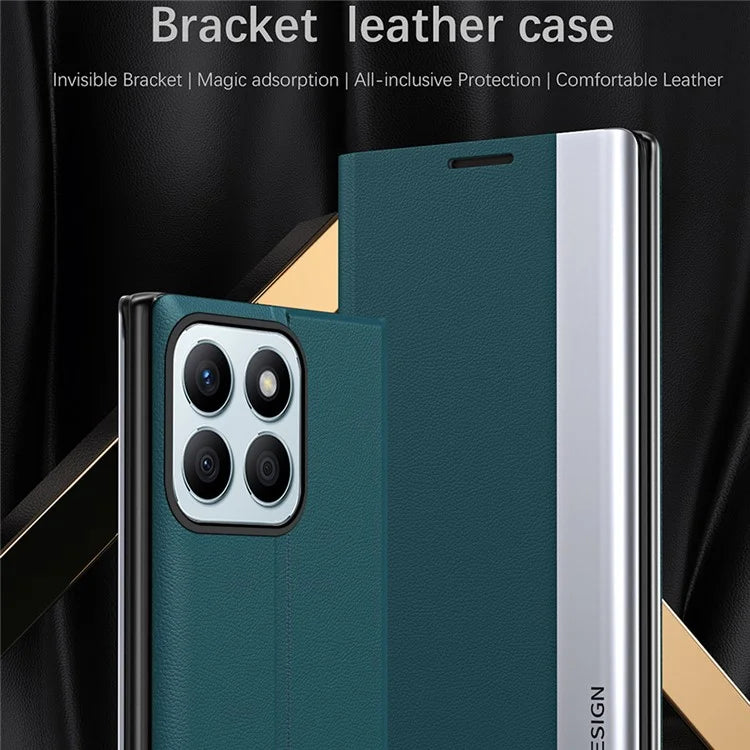 For Honor X8b 4G Case PU Leather Electroplating Flip Stand Protective Cover