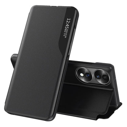 For Honor X7b 4G Case Drop-resistant Leather Stand Phone Cover with View Window