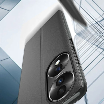For Honor X7b 4G Case Drop-resistant Leather Stand Phone Cover with View Window