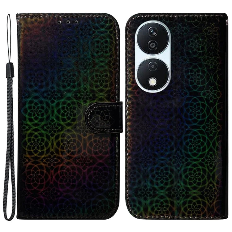 For Honor X7b 4G / Play 50 Plus 5G Wallet Case Dazzling Flower Pattern PU Leather Cover