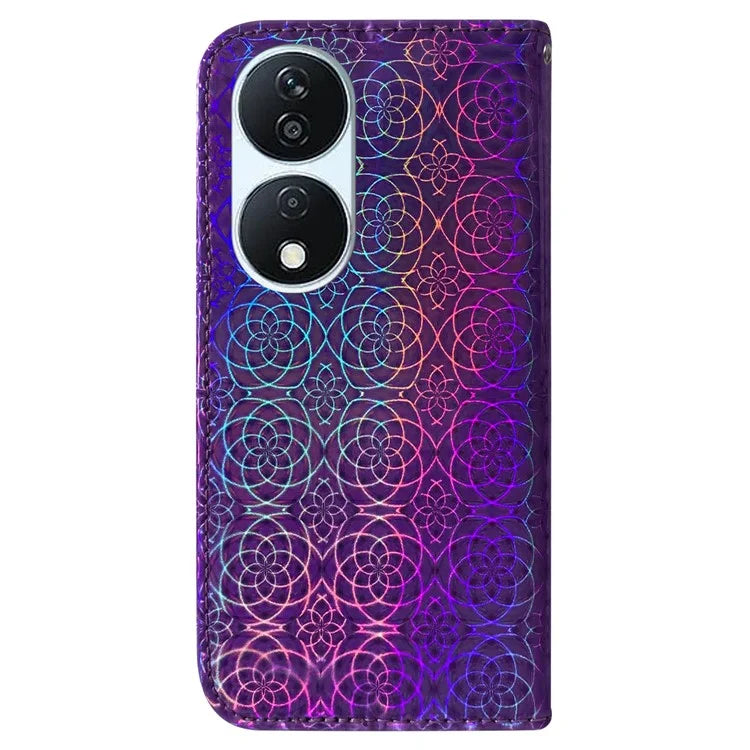 For Honor X7b 4G / Play 50 Plus 5G Wallet Case Dazzling Flower Pattern PU Leather Cover