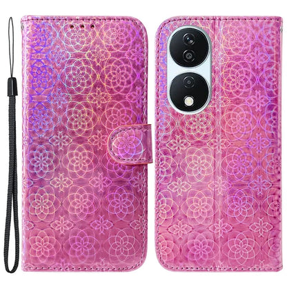 For Honor X7b 4G / Play 50 Plus 5G Wallet Case Dazzling Flower Pattern PU Leather Cover