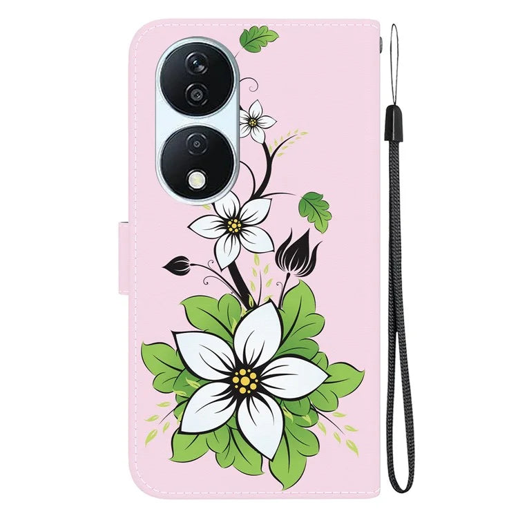 For Honor X7b 4G / Play 50 Plus 5G Phone Case with Strap PU Leather Cover