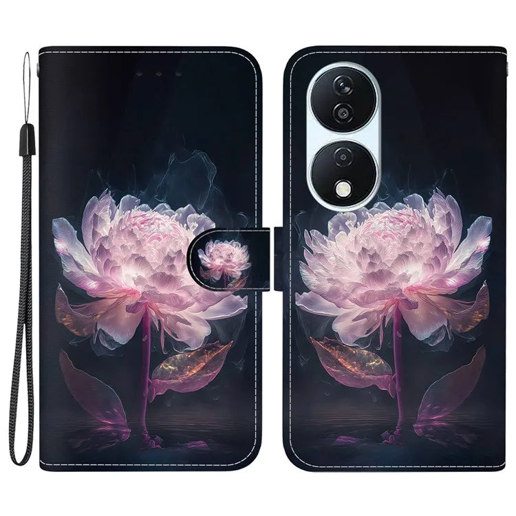 For Honor X7b 4G / Play 50 Plus 5G Phone Case with Strap PU Leather Cover