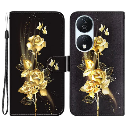 For Honor X7b 4G / Play 50 Plus 5G Phone Case with Strap PU Leather Cover
