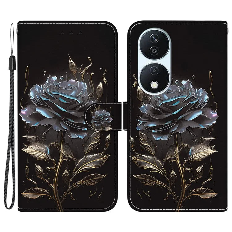 For Honor X7b 4G / Play 50 Plus 5G Phone Case with Strap PU Leather Cover