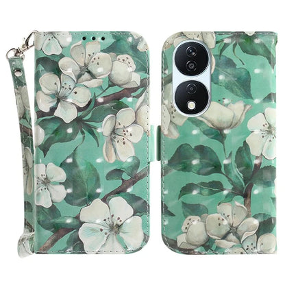 For Honor X7b 4G / Play 50 Plus 5G Cover 3D Pattern Printing Leather Stand Phone Case with Strap