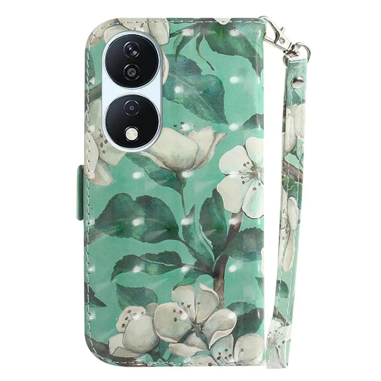 For Honor X7b 4G / Play 50 Plus 5G Cover 3D Pattern Printing Leather Stand Phone Case with Strap