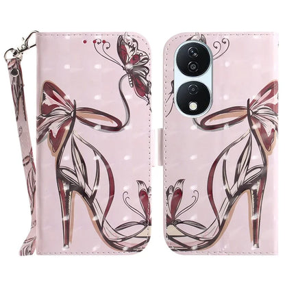 For Honor X7b 4G / Play 50 Plus 5G Cover 3D Pattern Printing Leather Stand Phone Case with Strap