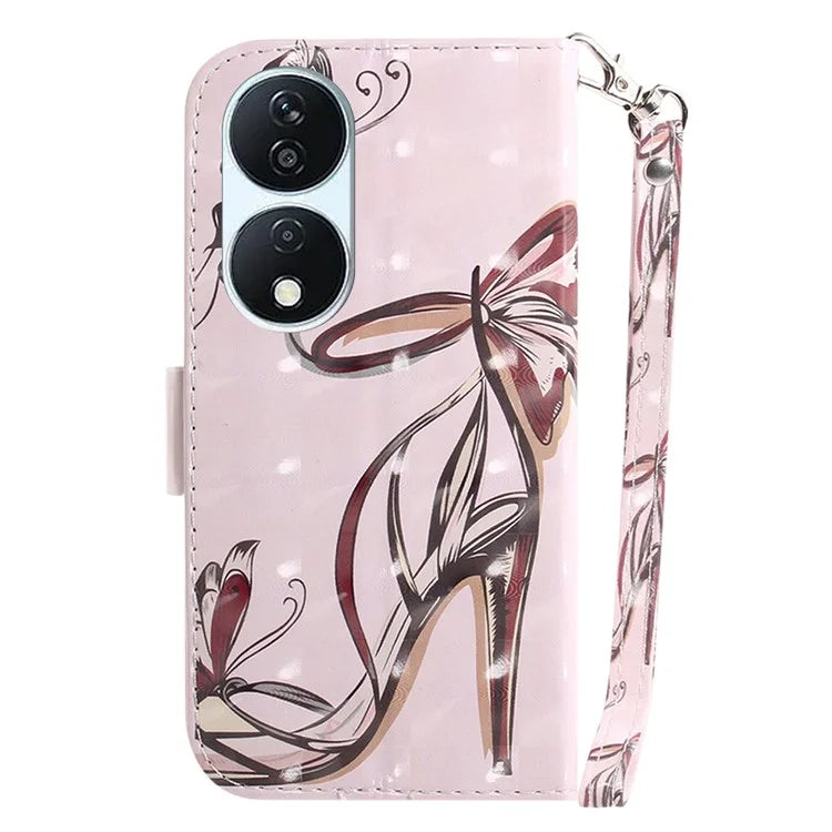 For Honor X7b 4G / Play 50 Plus 5G Cover 3D Pattern Printing Leather Stand Phone Case with Strap