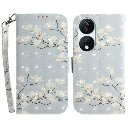 For Honor X7b 4G / Play 50 Plus 5G Cover 3D Pattern Printing Leather Stand Phone Case with Strap