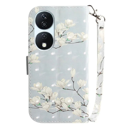 For Honor X7b 4G / Play 50 Plus 5G Cover 3D Pattern Printing Leather Stand Phone Case with Strap