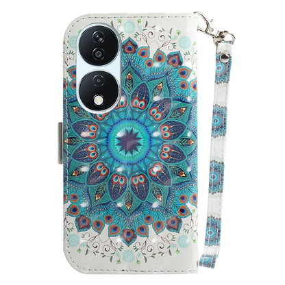 For Honor X7b 4G / Play 50 Plus 5G Cover 3D Pattern Printing Leather Stand Phone Case with Strap