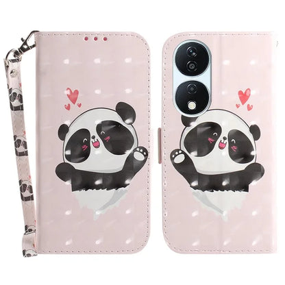 For Honor X7b 4G / Play 50 Plus 5G Cover 3D Pattern Printing Leather Stand Phone Case with Strap