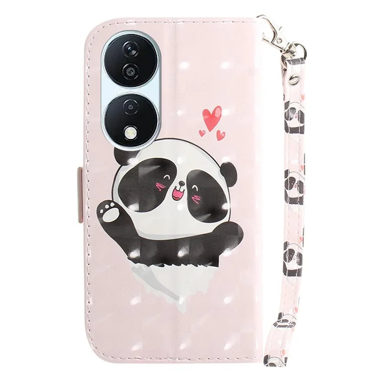For Honor X7b 4G / Play 50 Plus 5G Cover 3D Pattern Printing Leather Stand Phone Case with Strap