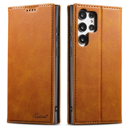 SUTENI For Samsung Galaxy S24 Ultra Case Magnetic Closing Flip Leather Phone Cover