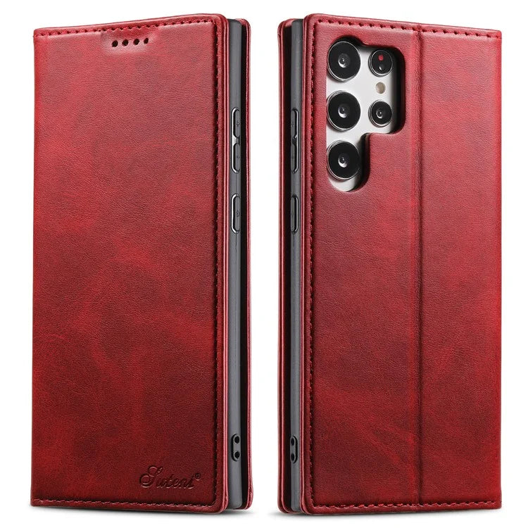 SUTENI For Samsung Galaxy S24 Ultra Case Magnetic Closing Flip Leather Phone Cover