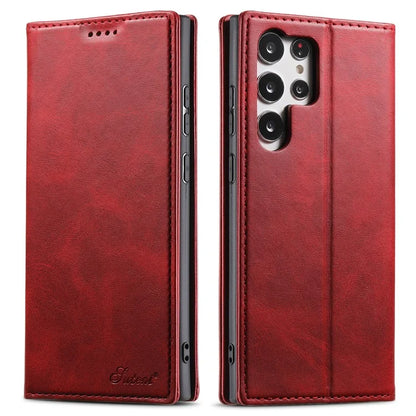 SUTENI For Samsung Galaxy S24 Ultra Case Magnetic Closing Flip Leather Phone Cover