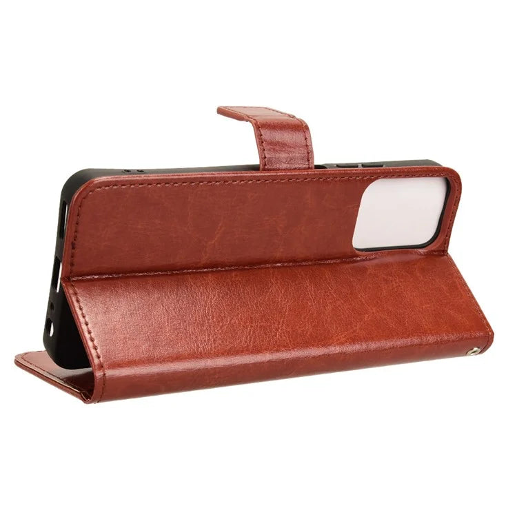 For Motorola Moto G34 5G Case Crazy Horse Texture Leather Wallet Stand Anti-drop Cell Phone Cover