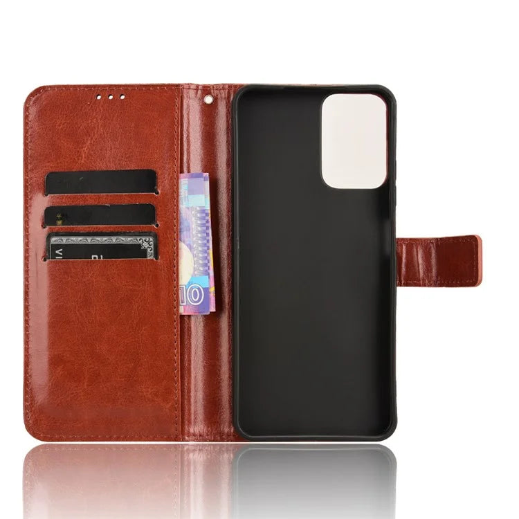 For Motorola Moto G34 5G Case Crazy Horse Texture Leather Wallet Stand Anti-drop Cell Phone Cover