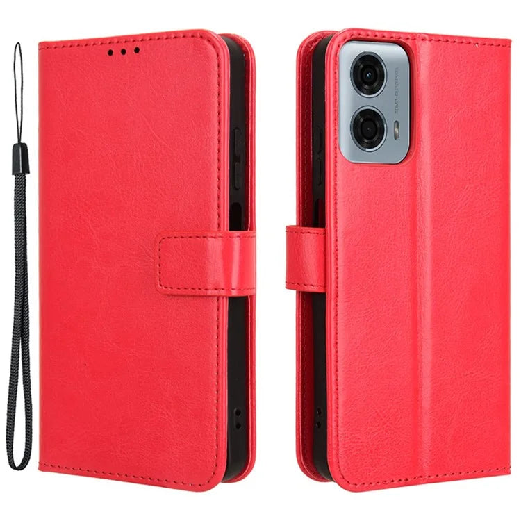 For Motorola Moto G34 5G Case Crazy Horse Texture Leather Wallet Stand Anti-drop Cell Phone Cover