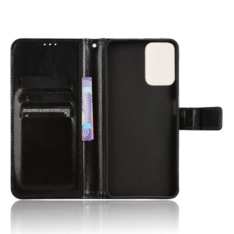 For Motorola Moto G34 5G Case Crazy Horse Texture Leather Wallet Stand Anti-drop Cell Phone Cover