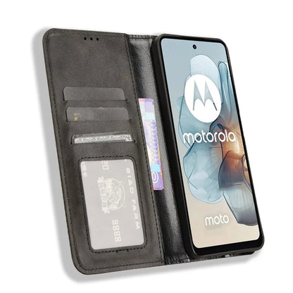 For Motorola Moto G34 5G Cell Phone Case PU Leather Wallet Magnetic Closing Drop-proof Stand Cover