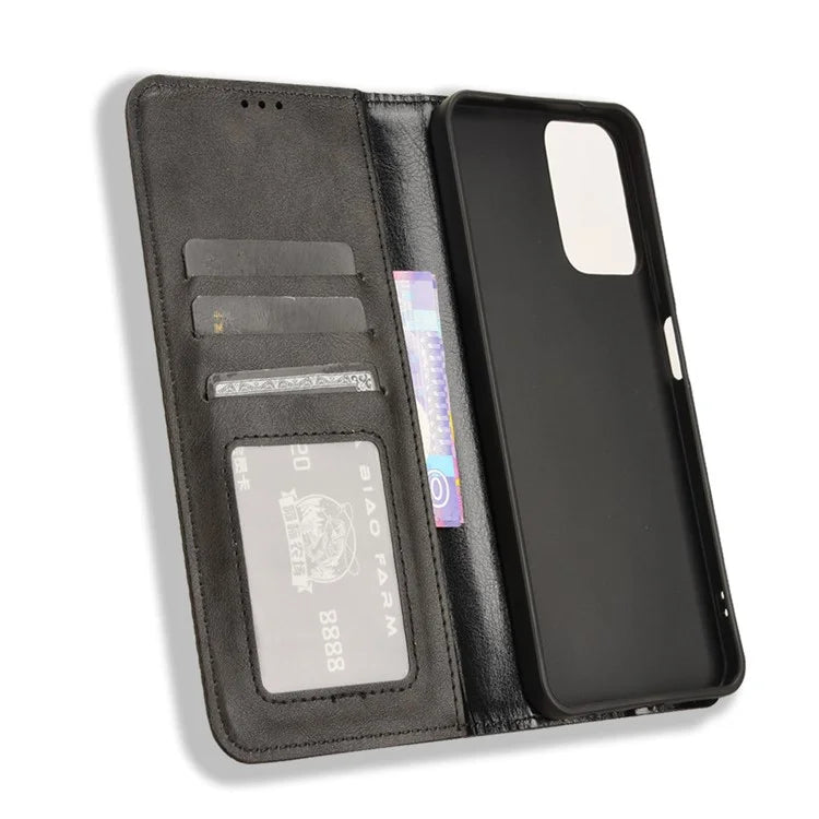For Motorola Moto G34 5G Cell Phone Case PU Leather Wallet Magnetic Closing Drop-proof Stand Cover