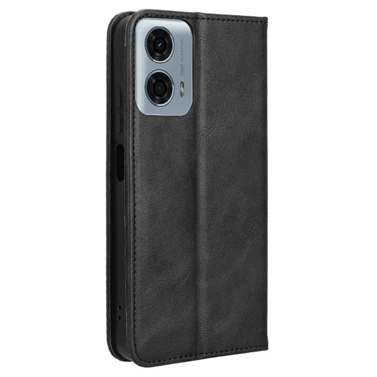 For Motorola Moto G34 5G Cell Phone Case PU Leather Wallet Magnetic Closing Drop-proof Stand Cover