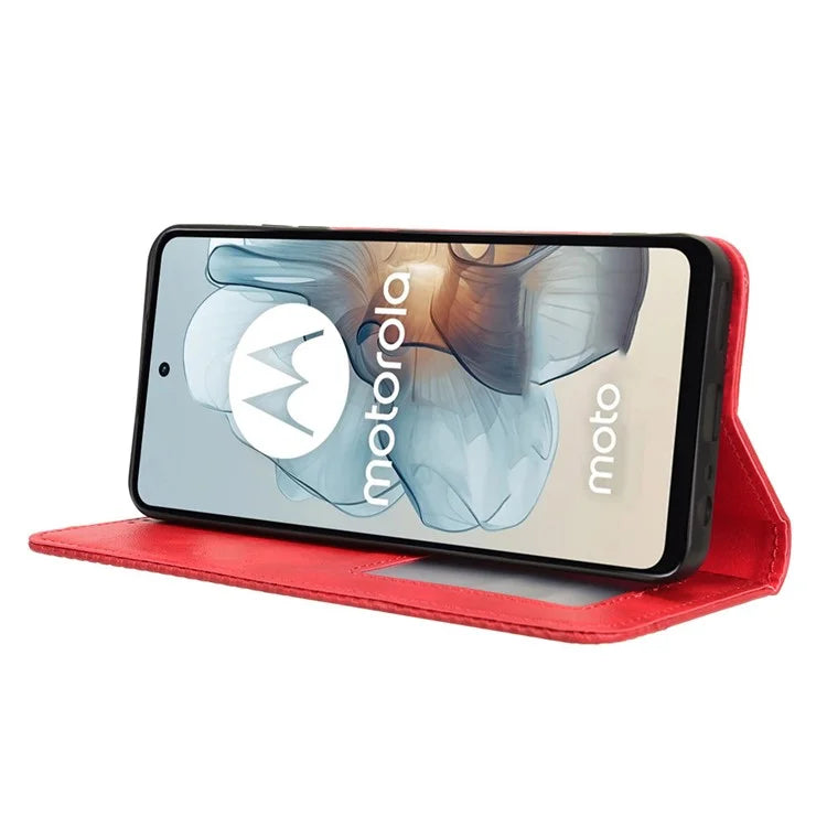 For Motorola Moto G34 5G Cell Phone Case PU Leather Wallet Magnetic Closing Drop-proof Stand Cover