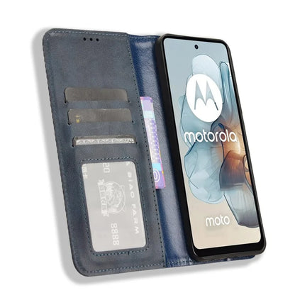 For Motorola Moto G34 5G Cell Phone Case PU Leather Wallet Magnetic Closing Drop-proof Stand Cover