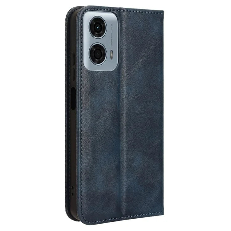 For Motorola Moto G34 5G Cell Phone Case PU Leather Wallet Magnetic Closing Drop-proof Stand Cover