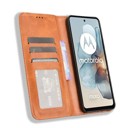 For Motorola Moto G34 5G Cell Phone Case PU Leather Wallet Magnetic Closing Drop-proof Stand Cover