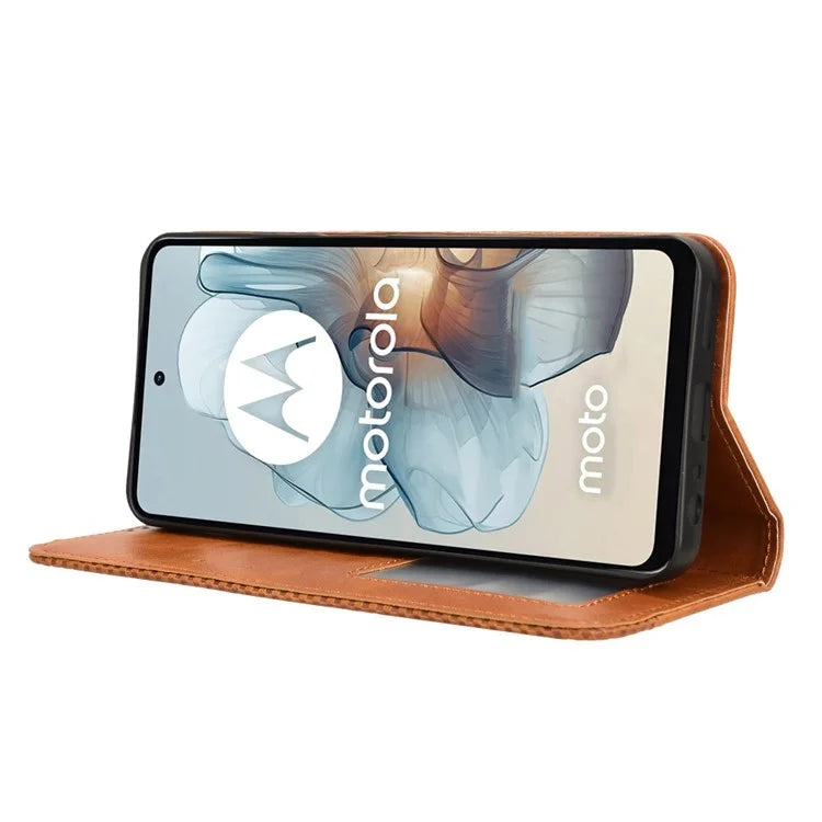 For Motorola Moto G34 5G Cell Phone Case PU Leather Wallet Magnetic Closing Drop-proof Stand Cover