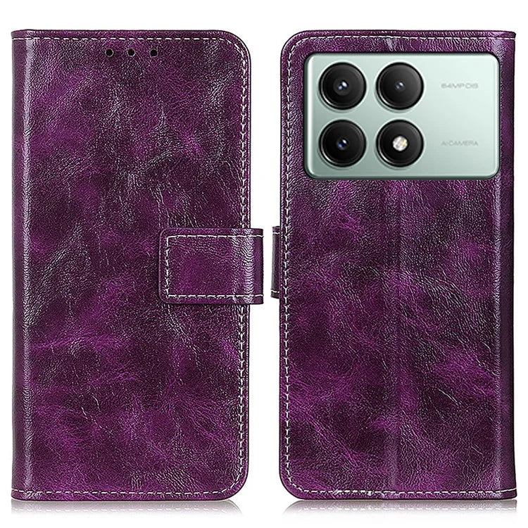 For Xiaomi Redmi K70E 5G / Poco X6 Pro 5G Case Retro Crazy Horse Texture PU Leather Wallet Phone Cover