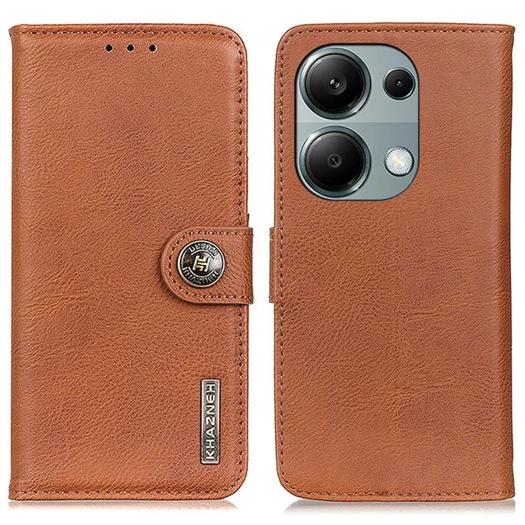 KHAZNEH For Xiaomi Redmi Note 13 Pro 4G / Poco M6 Pro 4G Wallet Case Cowhide Texture Leather Phone Cover