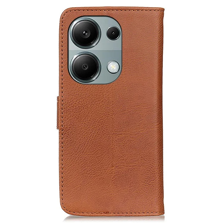 KHAZNEH For Xiaomi Redmi Note 13 Pro 4G / Poco M6 Pro 4G Wallet Case Cowhide Texture Leather Phone Cover
