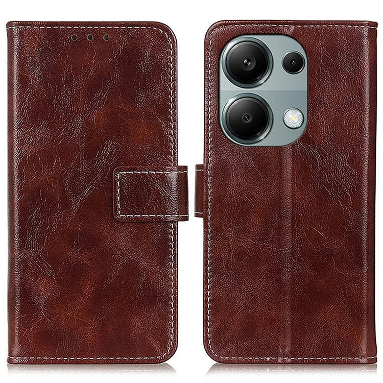 For Xiaomi Redmi Note 13 Pro 4G / Poco M6 Pro 4G Wallet Phone Case Retro Crazy Horse Texture PU Leather Cover