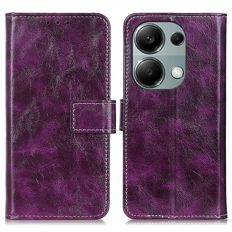 For Xiaomi Redmi Note 13 Pro 4G / Poco M6 Pro 4G Wallet Phone Case Retro Crazy Horse Texture PU Leather Cover