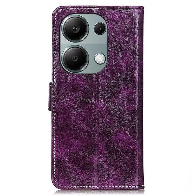 For Xiaomi Redmi Note 13 Pro 4G / Poco M6 Pro 4G Wallet Phone Case Retro Crazy Horse Texture PU Leather Cover