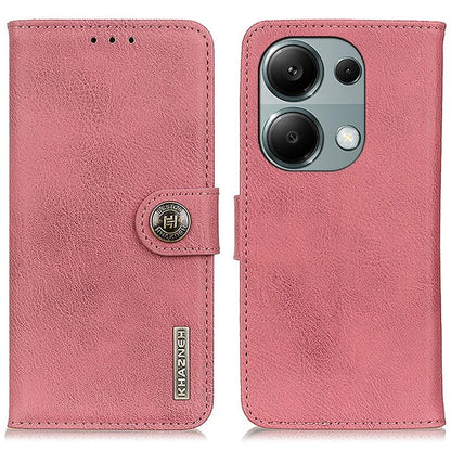 KHAZNEH For Xiaomi Redmi Note 13 4G Case Cowhide Texture Anti-scratch Leather Stand Phone Cover