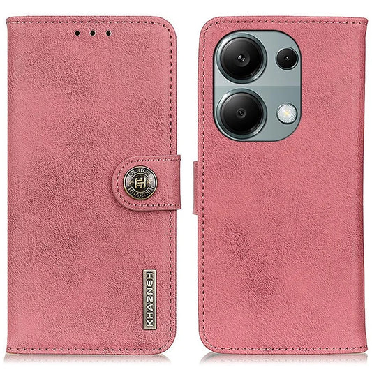 KHAZNEH For Xiaomi Redmi Note 13 4G Case Cowhide Texture Anti-scratch Leather Stand Phone Cover
