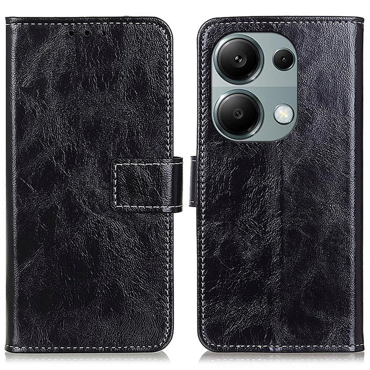 For Xiaomi Redmi Note 13 4G Case Retro PU Leather Wallet Stand Drop Resistant Phone Cover