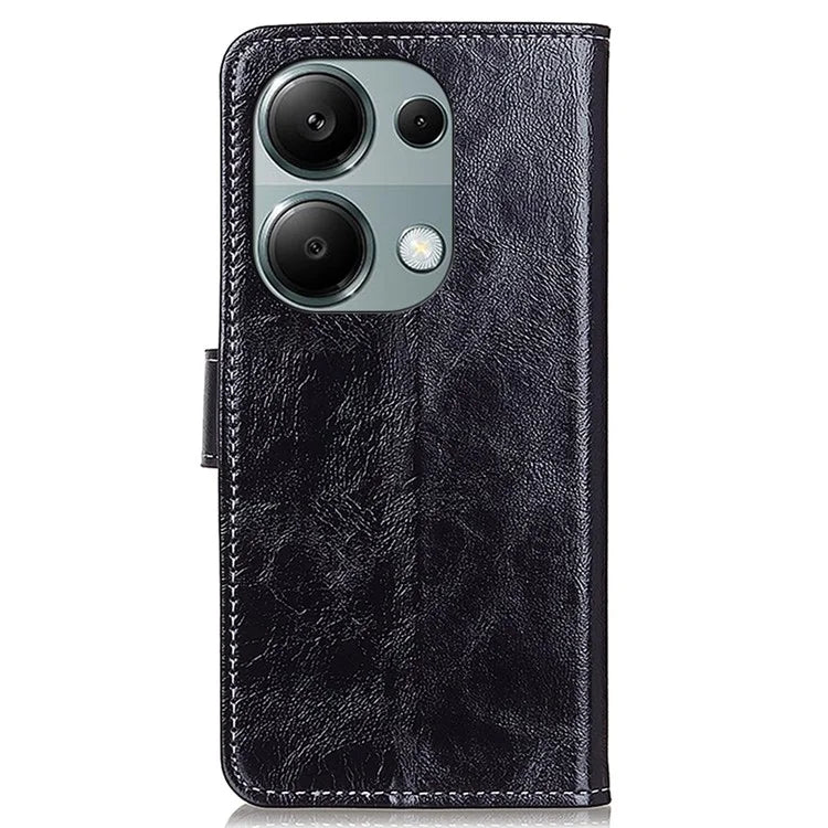 For Xiaomi Redmi Note 13 4G Case Retro PU Leather Wallet Stand Drop Resistant Phone Cover
