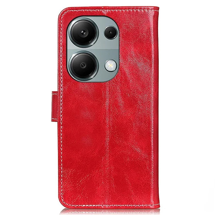 For Xiaomi Redmi Note 13 4G Case Retro PU Leather Wallet Stand Drop Resistant Phone Cover